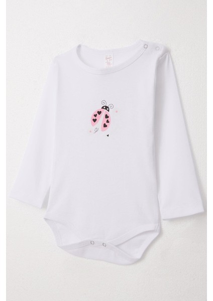 Kız Bebek Çıtçıtlı Zıbın Body Kalpli Uğur Böceği Baskılı 9 Ay-3 Yaş, Beyaz modelleri