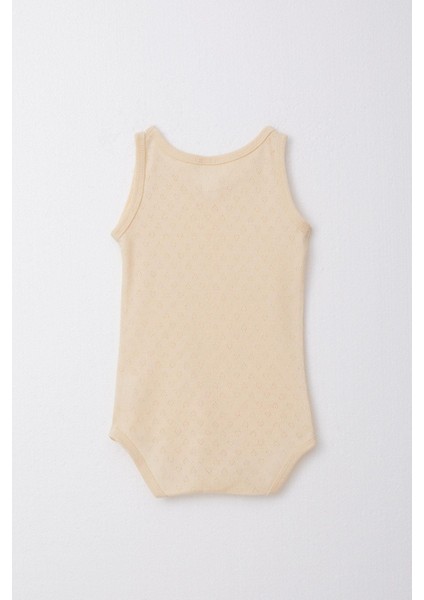 Erkek Bebek Çıtçıtlı Atlet Zıbın Body Jakarlı 9 Ay-3 Yaş, Krem