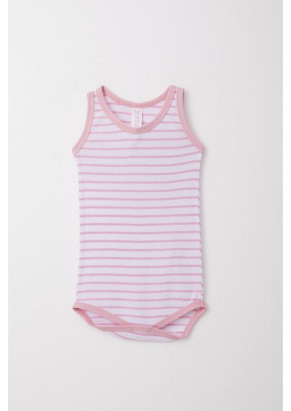 Kız Bebek Atlet Zıbın Body Çizgili 9 Ay-3 Yaş, Pembe