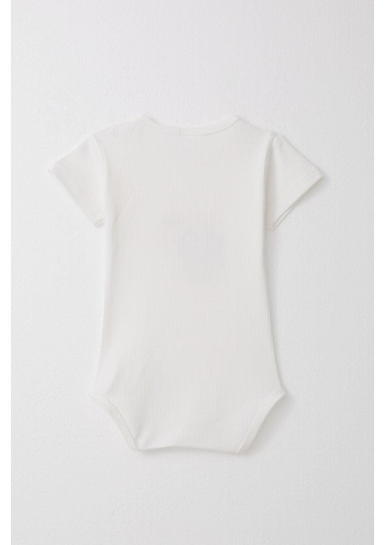 Kız Bebek Çıtçıtlı Zıbın Body Mutlu Tavşancık Baskılı Çiçekli 9 Ay-3 Yaş, Beyaz fiyatları