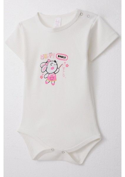 Kız Bebek Çıtçıtlı Zıbın Body Mutlu Tavşancık Baskılı Çiçekli 9 Ay-3 Yaş, Beyaz modelleri