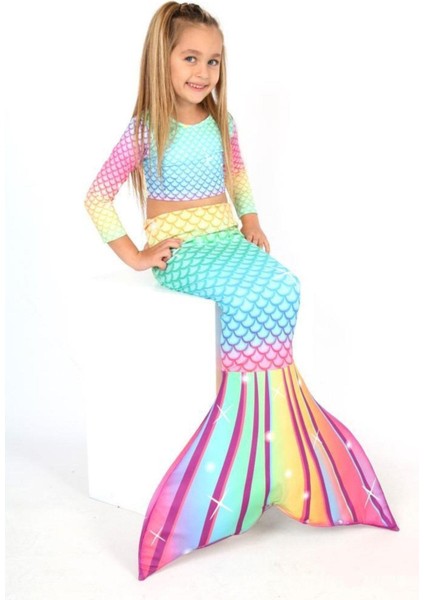 Işıltılı Deniz Kızı Kostümü 3'lü Set Kız Çocuk Kostüm fiyatları