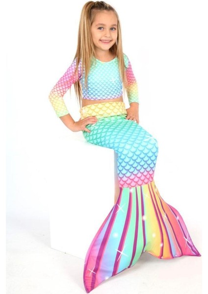 Işıltılı Deniz Kızı Kostümü 3'lü Set Kız Çocuk Kostüm modelleri