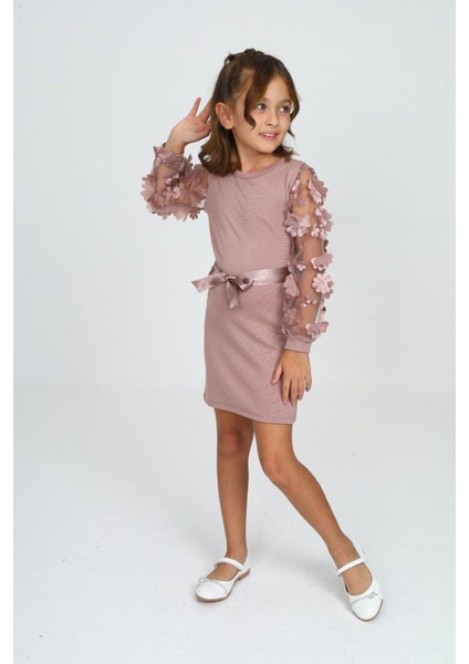 Belden Bağlamalı Tül Detaylı Çocuk Elbise Mykids Collection fiyatları
