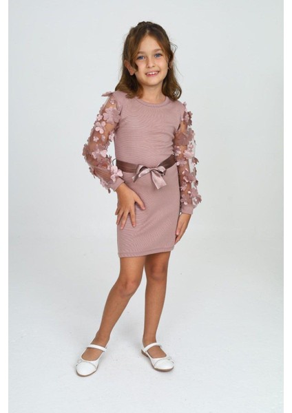Belden Bağlamalı Tül Detaylı Çocuk Elbise Mykids Collection fırsatları