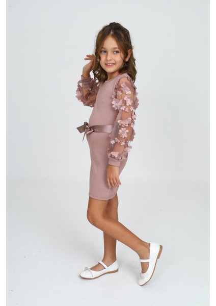Belden Bağlamalı Tül Detaylı Çocuk Elbise Mykids Collection indirimleri