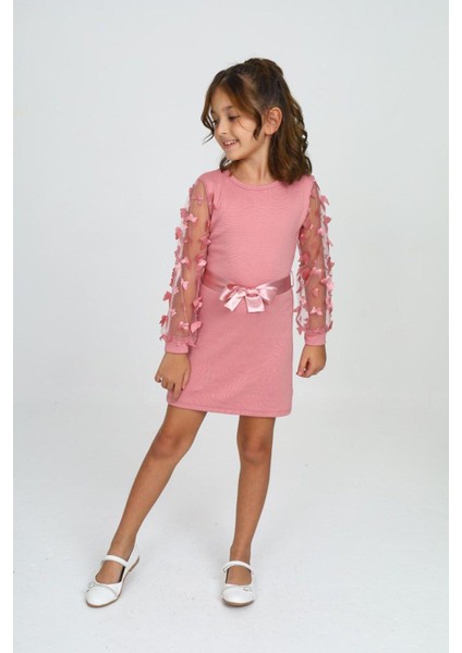 Belden Bağlamalı Tül Detaylı Çocuk Elbise Mykids Collection fiyatları