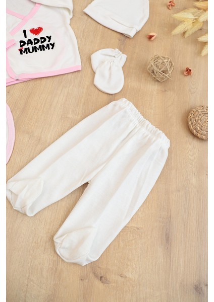Kız Bebek Natural Pamuk Kumaş 5 Li Hastane Çıkışı Seti Stl6794