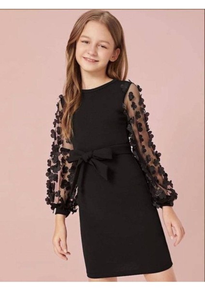 Belden Bağlamalı Tül Detaylı Çocuk Elbise Mykids Collection fiyatları