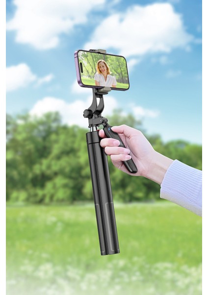 K19 157 cm Broadcast Holder Uzaktan Kumandalı Tripod ve Selfie Çubuğu