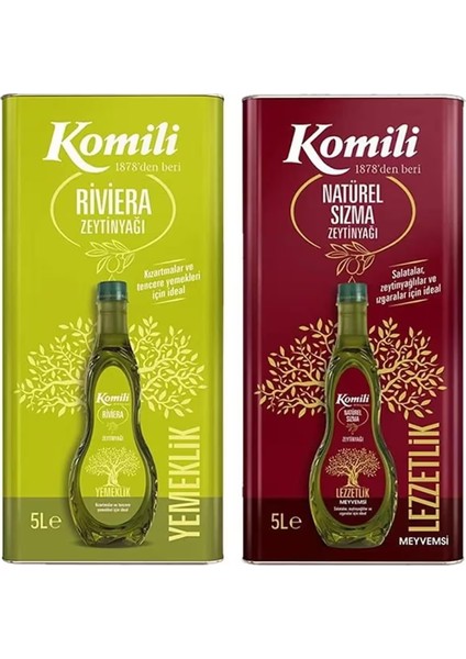 Komili 5 Lt Riviera + 5 Lt Sızma Meyvemsi Zeytinyağı Kırmızı