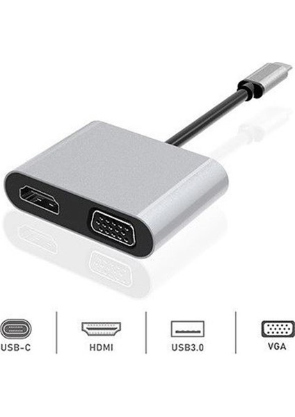 DHU0004 Premium 4 In 1 Usb-C HDMI VGA Hub Fo