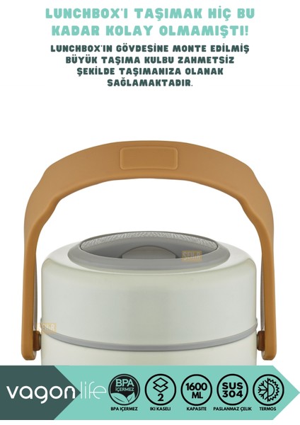 Bento 1600ML Lunchbox Yeni Koleksiyon 2 Kaseli 4-6 Saat Sıcak/soğuk Termos Özellikli Çelik Sefer Tası Yemek Kutusu modelleri