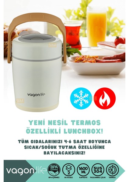 Bento 1600ML Lunchbox Yeni Koleksiyon 2 Kaseli 4-6 Saat Sıcak/soğuk Termos Özellikli Çelik Sefer Tası Yemek Kutusu fırsatları