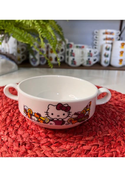 6 Parça Hello Kitty Desen Porselen Çocuk Yemek Takımı Mama Seti