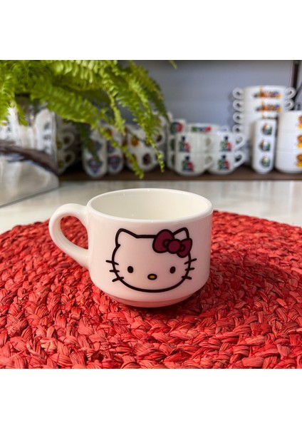 6 Parça Hello Kitty Desen Porselen Çocuk Yemek Takımı Mama Seti