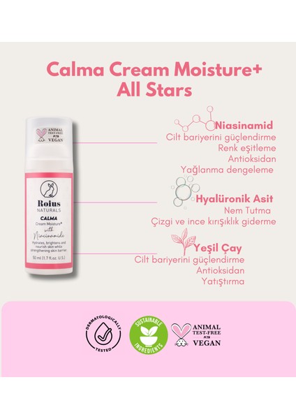 Calma Cream Moisture+ Niasinamidli Cilt Bariyeri Güçlendirici Nemlendirici fiyatları