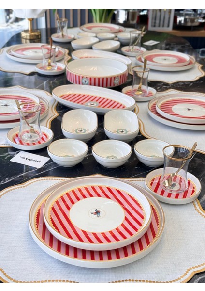 43 Parça Modern Pink Bird Kahvaltı Takımı Gold fiyatları