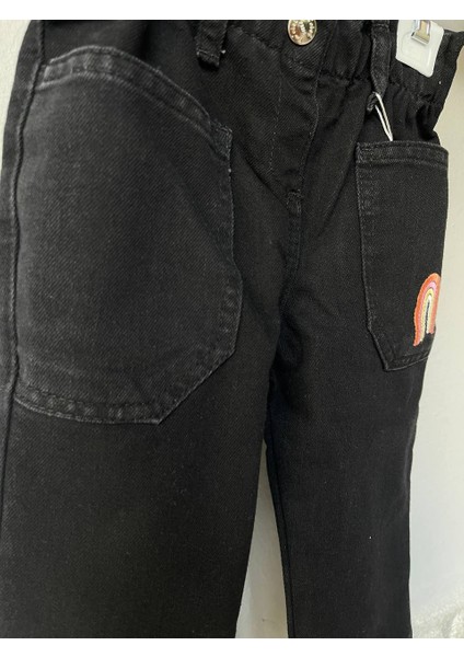 Kız Çocuk Gökkuşağı Nakış Detaylı Mom Jean Kot Pantolon indirimleri