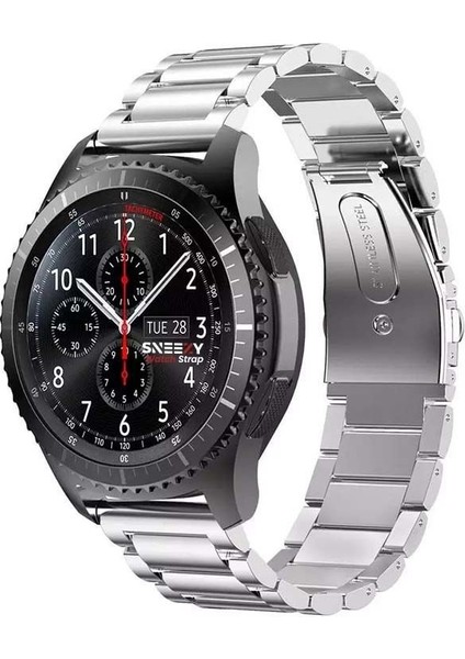 Huawei Watch Gt5 46MM Uyumlu Paslanmaz Döküm Çelik Metal Baklalı Kordon