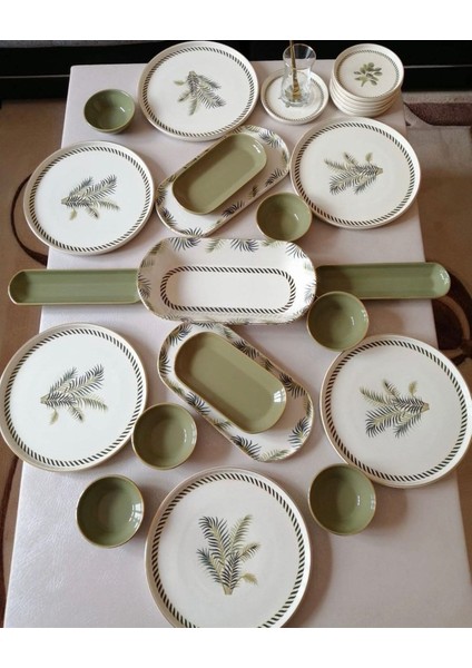37 Parça Modern Green Flower Kahvaltı Takımı