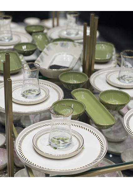 37 Parça Modern Green Flower Kahvaltı Takımı fırsatları