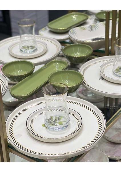 37 Parça Modern Green Flower Kahvaltı Takımı indirimleri