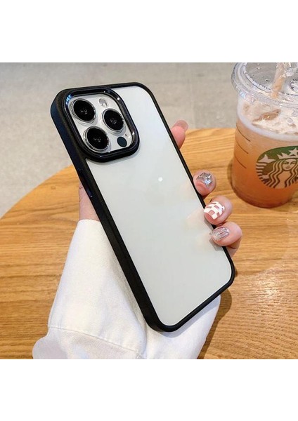 Iphone 13 Pro Max Metal Kamera Çerçeveli Kenarları Renkli Kılıf Siyah fiyatları