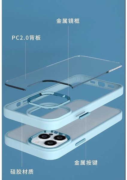 Iphone 13 Pro Max Metal Kamera Çerçeveli Kenarları Renkli Kılıf Siyah modelleri