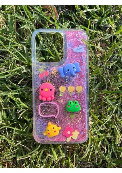 Iphone 12 Pro Max Uyumlu Sulu Simli Karakterli Telefon Kılıfı