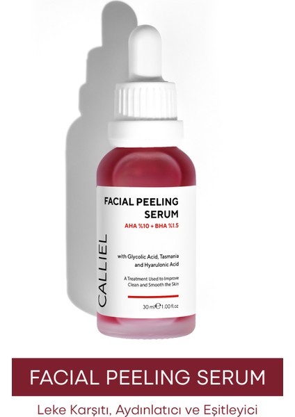 AHA & BHA Cilt Tonu Eşitleyici, Canlandırıcı Kırmızı Yüz Peeling Serum 30 ML