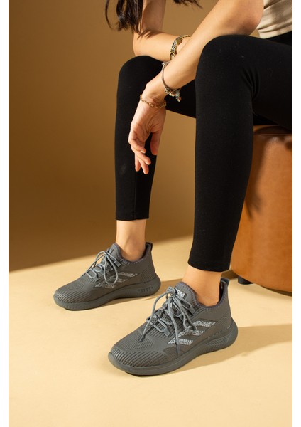 Bağcıklı Triko Rahat Taban Kadın Sneakers 001-0022-24Z
