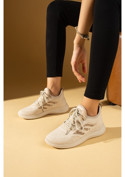 Bağcıklı Triko Rahat Taban Kadın Sneakers 001-0022-24Z