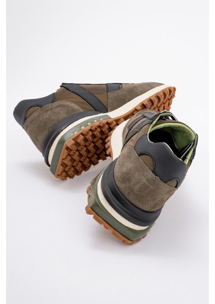 Erkek Kalın Taban Bağcıklı Comfort Sneaker Gerçek Deri Mc 20354 Haki fırsatları