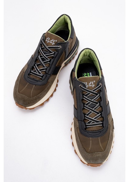 Erkek Kalın Taban Bağcıklı Comfort Sneaker Gerçek Deri Mc 20354 Haki indirimleri