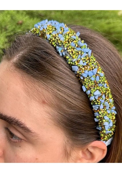 Turkuaz Doğal Taşlı Taç - Işıltılı Taşlar Ve Zarif Tasarım Kadın Saç Tacı fiyatları