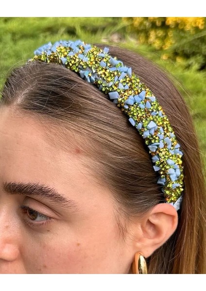 Turkuaz Doğal Taşlı Taç - Işıltılı Taşlar Ve Zarif Tasarım Kadın Saç Tacı modelleri