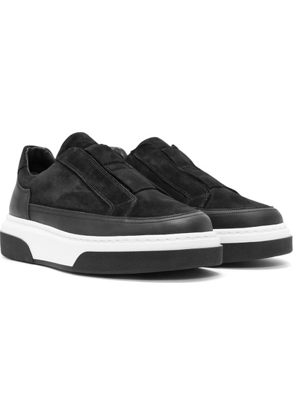 Erkek Siyah Süet Deri Sneaker 24WFD641310