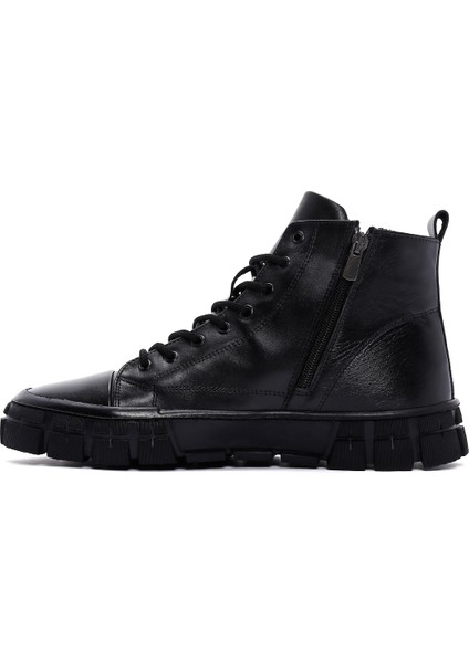 Erkek Siyah Bağcıklı Fermuarlı Deri Bilekli Sneaker 24WFD631118 fiyatları