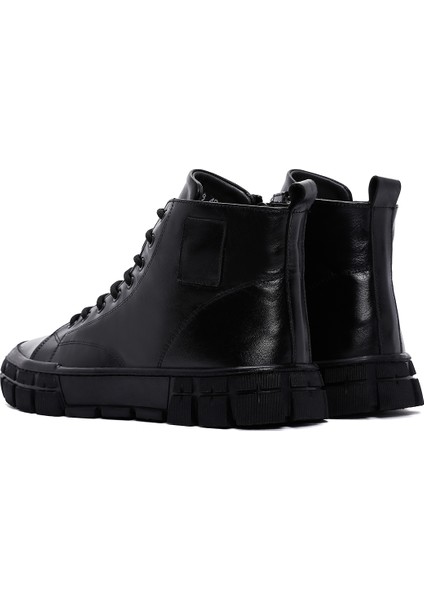 Erkek Siyah Bağcıklı Fermuarlı Deri Bilekli Sneaker 24WFD631118 indirimleri