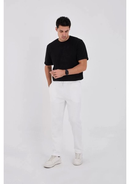 Unisex Üç Iplik Basic Eşofman Pantolon - Beyaz