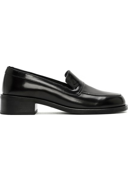 Kadın Siyah Klasik Deri Loafer 24WFD141122