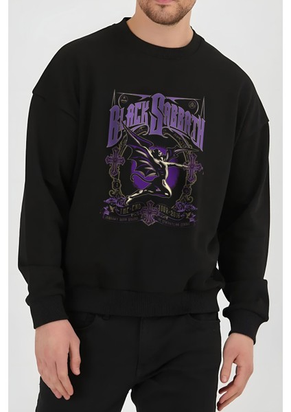 Black Sabbath Müzik Baskılı Siyah Kadın Erkek Pamuklu Sweatshirt Cu77 fiyatları
