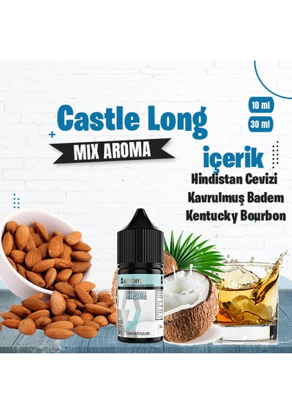 Castle Long Five Pawns Mix Aroma Kavrulmuş Badem Bourbon Gıda Aroması 10 ml