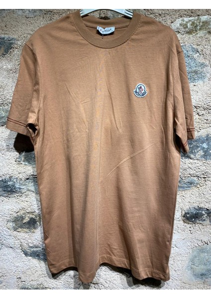 Monelizmen Nakış Detaylı Kısa Kol T-Shirt - Açık Kahverengi