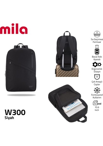 Mila W300 15,6 Su Geçirmez Kumaş Laptop Sırt Çanta + Kablosuz Mouse indirimleri