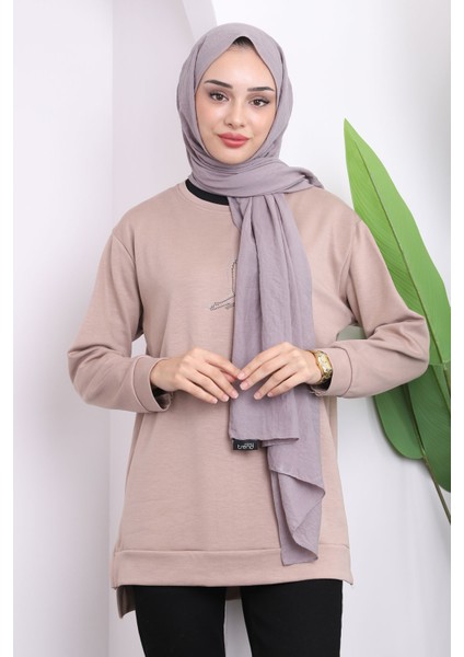 Vizon Bisiklet Yaka Yan Yırtmaçlı Sweat