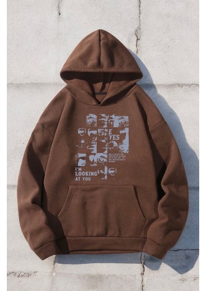 Büyük Beden Özel Tasarım Kapüşonlu Looking Karma Baskılı Oversize Battal Erkek Sweatshırt