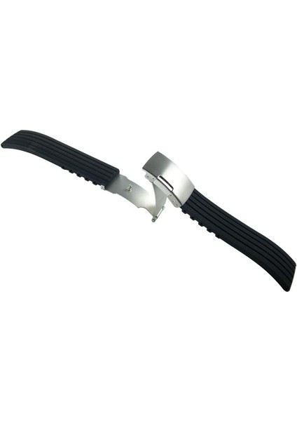 Siyah Klipsli Kauçuk Silikon Saat Kordonu 20MM Akıllı Pimli Spor Saat Kayışı indirimleri