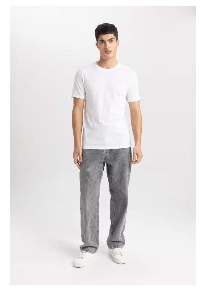 Slim Fit Bisiklet Yaka Kısa Kollu Tişört Whıte fiyatları